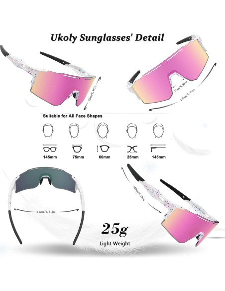 Gafas de Ciclismo Ukoly con 3 Lentes Intercambiables
