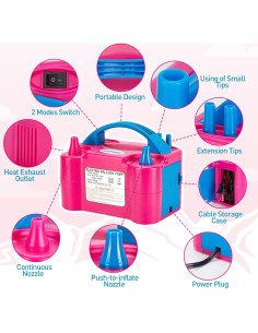Bomba de Aire Eléctrica AGPTEK Rosa 600W Doble Boquilla 2