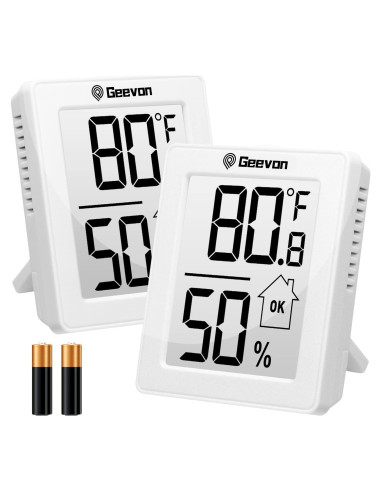 Higrómetro Termómetro Digital Geevon GN-8666-2, 2 Paquete, Blanco