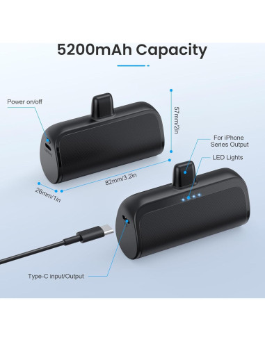 Cargador Portátil Mini Power Bank 5200mAh para iPhone