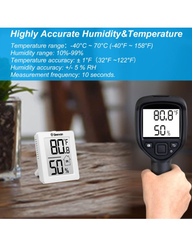 Higrómetro Termómetro Digital Geevon GN-8666-2, 2 Paquete, Blanco