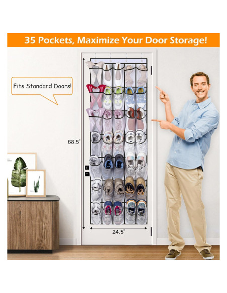 Organizador de Zapatos Colgante MISSLO 35 Bolsillos Blanco