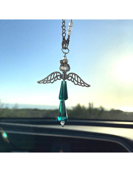 Encanto de Ángel Guardián de Cristal Esmeralda para Auto