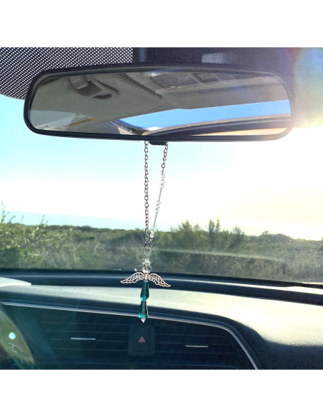 Encanto de Ángel Guardián de Cristal Esmeralda para Auto