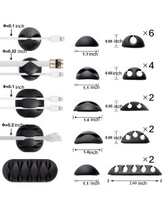Sujetadores de Cable Ohill, Paquete de 16, Adhesivos Negros 2