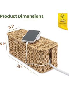 Caja Organizador de Cables Cantalop Natural 33x13x13 cm 2
