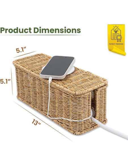 Caja Organizador de Cables Cantalop Natural 33x13x13 cm