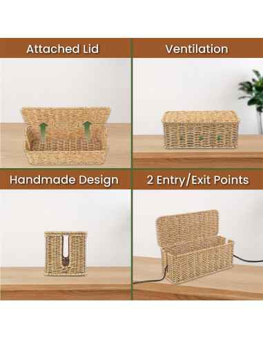 Caja Organizador de Cables Cantalop Natural 33x13x13 cm