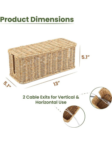 Caja Organizador de Cables Cantalop Natural 33x13x13 cm