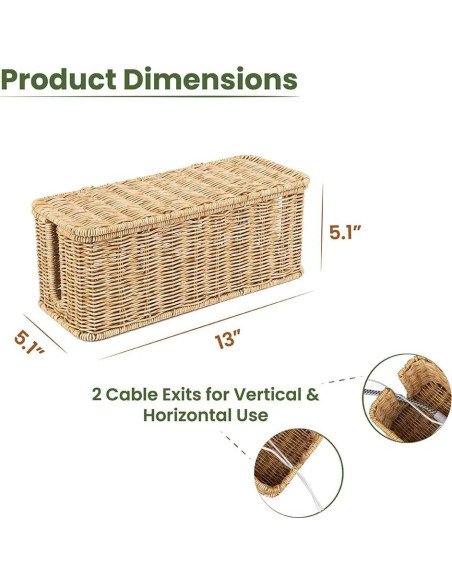 Caja Organizador de Cables Cantalop Natural 33x13x13 cm
