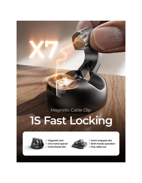 Clip de Cable Magnético LISEN 8 Paquetes con Adhesivo Fuerte