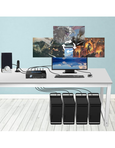 Interruptor KVM HDMI 4x1 EZCOOTECH 4 Puertos USB 3.0 4K 60Hz