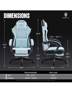 Silla de Juego Dowinx 6650F Ergonómica Aqua con Reposapiés 2