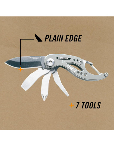Gerber Gear Curve 6-en-1 Multitool Cuchillo Llavero Gris
