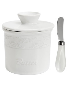 Crock de Mantequilla SGAOFIEE de Porcelana Blanca con Tapa