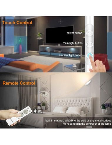 Lámpara de Pie LED WOWLUMEN 42W RGB Regulable 180cm