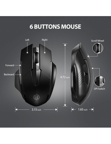 Ratón Inphic Inalámbrico Recargable 700mAh Negro