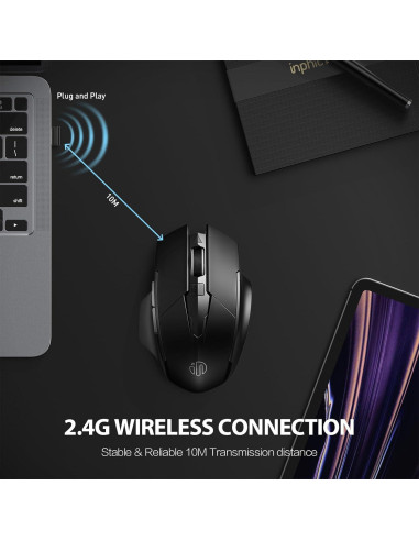 Ratón Inphic Inalámbrico Recargable 700mAh Negro