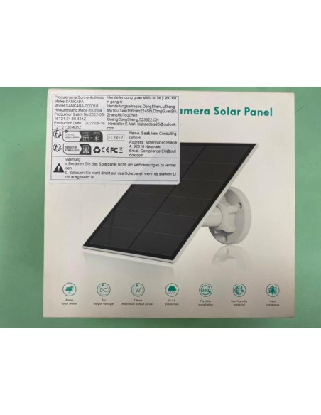 Panel Solar SANKABA 5W para Cámara de Seguridad IP65