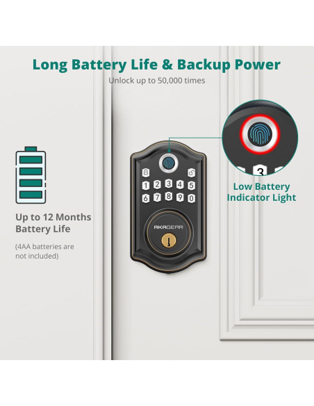 Cerradura Biométrica AkaGear DS10 con Teclado - Bronce