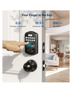 Cerradura Biométrica Veise KS02C con Teclado y 2 Perillas 2