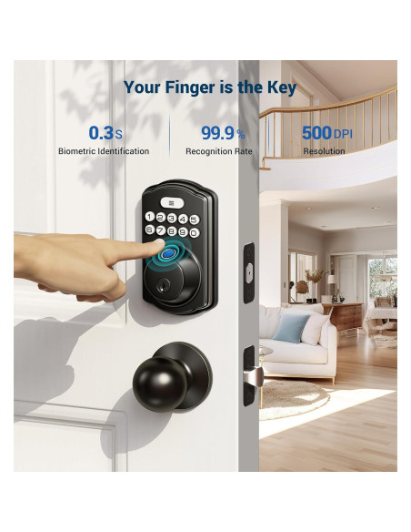 Cerradura Biométrica Veise KS02C con Teclado y 2 Perillas