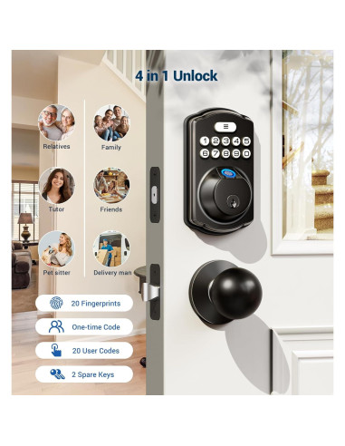 Cerradura Biométrica Veise KS02C con Teclado y 2 Perillas