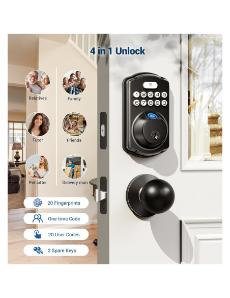 Cerradura Biométrica Veise KS02C con Teclado y 2 Perillas