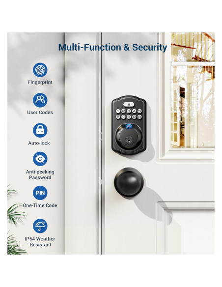 Cerradura Biométrica Veise KS02C con Teclado y 2 Perillas