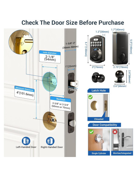 Cerradura Biométrica Veise KS02C con Teclado y 2 Perillas