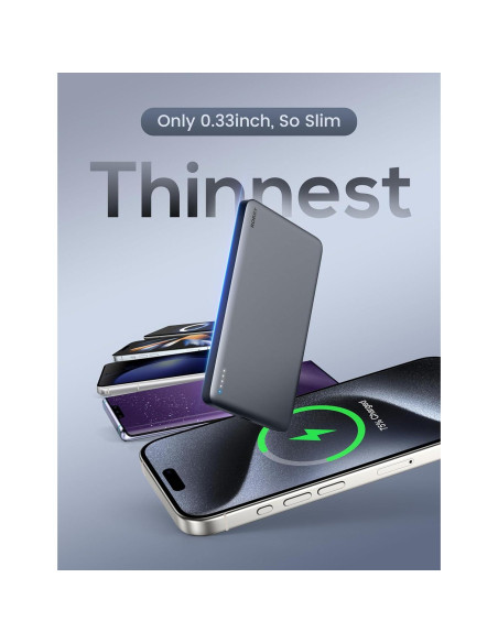 Cargador Portátil RORRY Magsafe 5000mAh Inalámbrico Gris