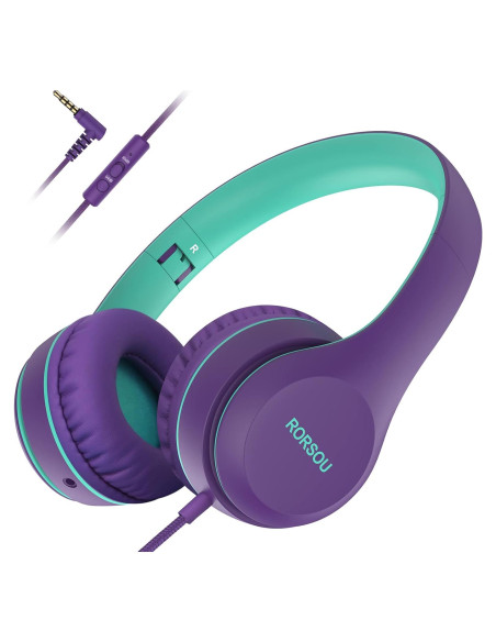 Auriculares RORSOU K5 para Niños Plegables 3.5mm Color Púrpura