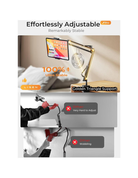 Soporte para Tabletas LISEN 34.6 cm Ajustable para iPad y Kindle