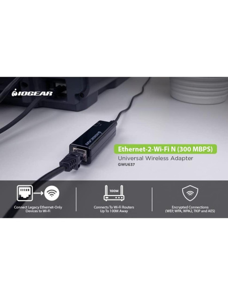 Adaptador Ethernet a Wi-Fi IOGEAR GWU637 300Mbps 2.4GHz