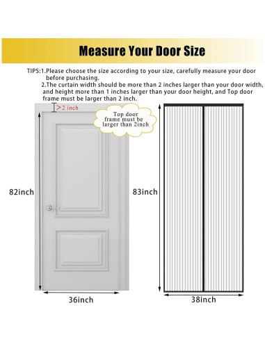 Malla de Puerta Magnética Elytsemoh 38x83 cm Insectos Negro