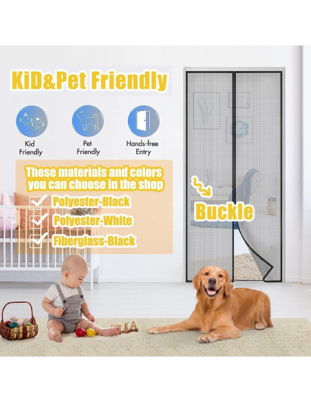 Malla de Puerta Magnética Elytsemoh 38x83 cm Insectos Negro