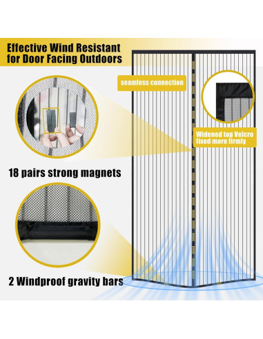 Malla de Puerta Magnética Elytsemoh 38x83 cm Insectos Negro