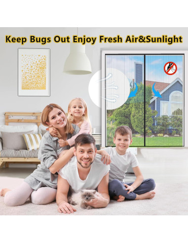 Malla de Puerta Magnética Elytsemoh 38x83 cm Insectos Negro