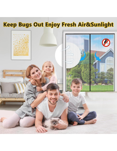Malla de Puerta Magnética Elytsemoh 38x83 cm Insectos Negro