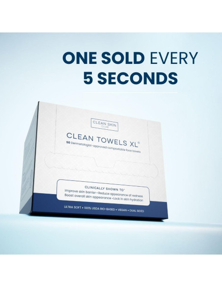 Toallas Faciales Clean Skin Club Biobasadas 50 Piezas