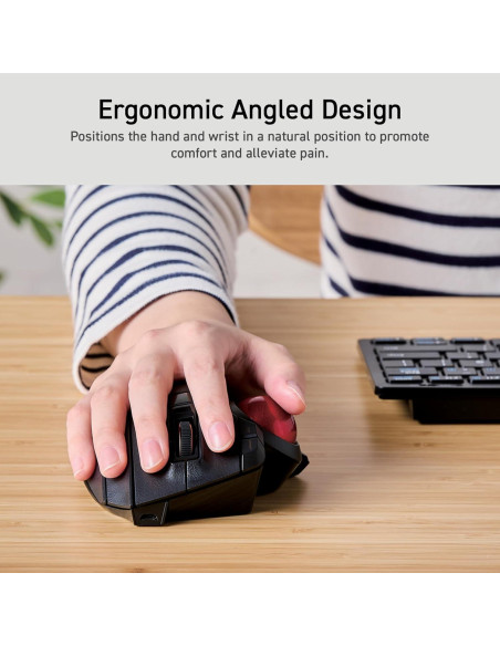 Mouse Trackball Inalámbrico ELECOM EX-G Pro, Ergonomico, 8 Botones