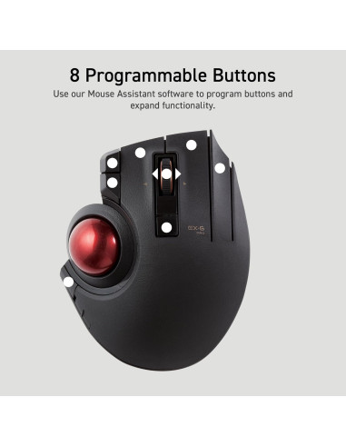 Mouse Trackball Inalámbrico ELECOM EX-G Pro, Ergonomico, 8 Botones