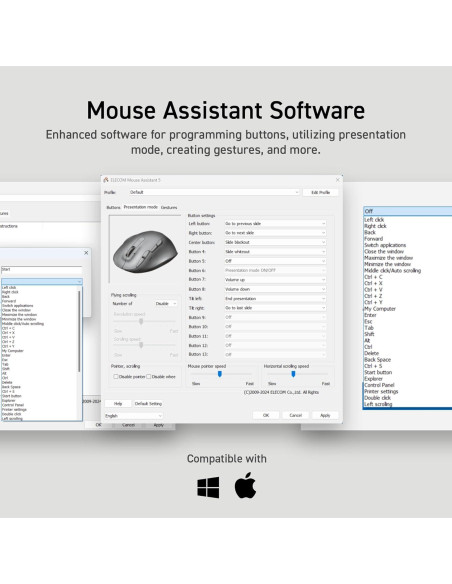 Mouse Trackball Inalámbrico ELECOM EX-G Pro, Ergonomico, 8 Botones