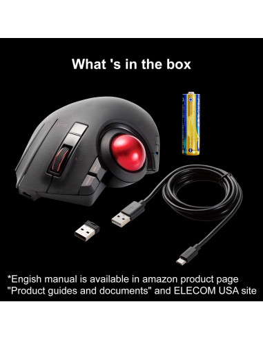 Mouse Trackball Inalámbrico ELECOM EX-G Pro, Ergonomico, 8 Botones
