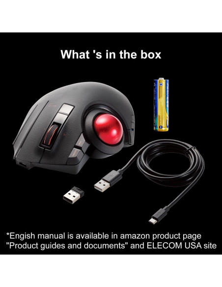 Mouse Trackball Inalámbrico ELECOM EX-G Pro, Ergonomico, 8 Botones