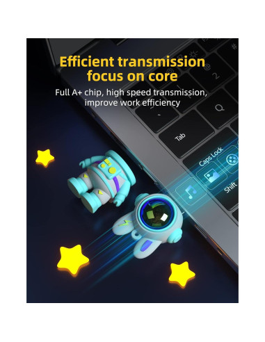 Unidad Flash USB Conejo Espacial Bilious 64GB Cian