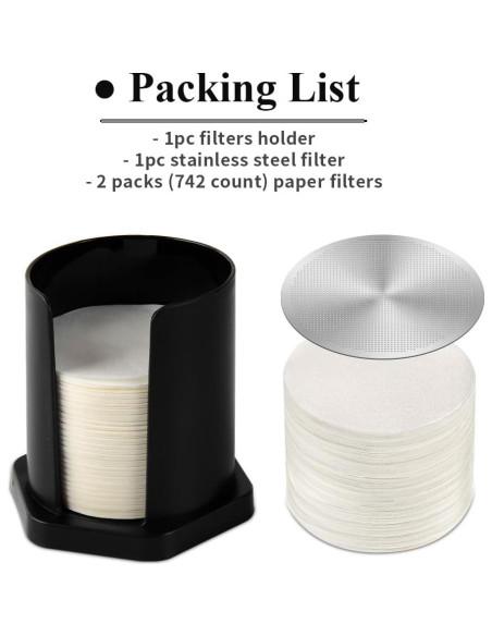 Soporte de Filtros de Café CAFEMASY con 742 Filtros de Papel