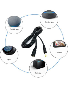 Cable de Alimentación para Alexa Dot 3m Negro PDEEY 2