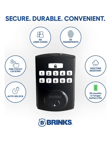 Cerradura Electrónica Brinks PRO-GUARD Huella y Teclado