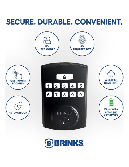 Cerradura Electrónica Brinks PRO-GUARD Huella y Teclado